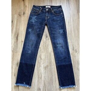 Cabi slim boyfriend two tone star print raw hem jeans cabi size 00